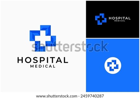 Medical Medicine Hospital Pharmacy Cross Sign Arrow Orientation Vector Logo Design Illustration