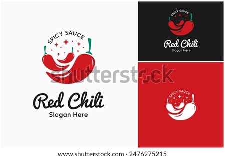 Hot Chili Red Pepper Spicy Sauce Cayenne Jalapeno Paprika Vector Logo Design Illustration