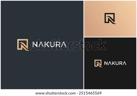 Initial Letter N Luxury Square Elegant Classy Gold Monogram Vector Logo Design Illustration