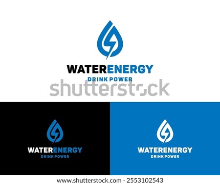 Drop Water Drink Power Energy Lightning Modern Simple Minimalist Vector Logo Design Illustration