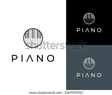 Piano Keyboard Circle Orchestra Classical Music Instrument Musical Vector Logo Design Illustration