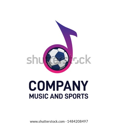 Colorful music note combined with football sport graphics logo design