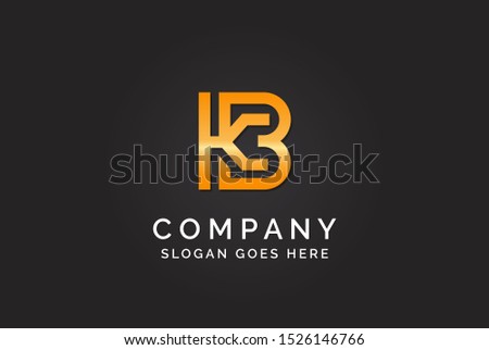 Luxury initial letter IKB golden gold color logo design. Tech business marketing modern vector