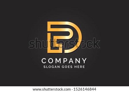 Luxury initial letter DPL golden gold color logo design. Tech business marketing modern vector