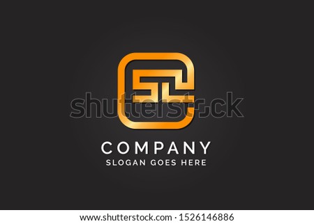 Luxury initial letter CSL golden gold color logo design. Tech business marketing modern vector