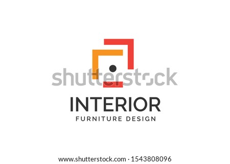 Simple minimalist abstract furniture interior logo design with flat vector graphics