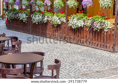 Lviv - June 08: Summer cafe on the street in the tourist part of the city, June 08, 2015, Lviv, Ukraine