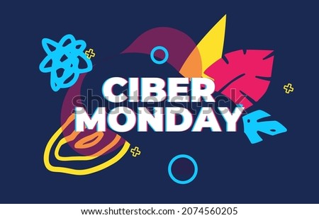 Template design geometric web banner for cyber monday offer