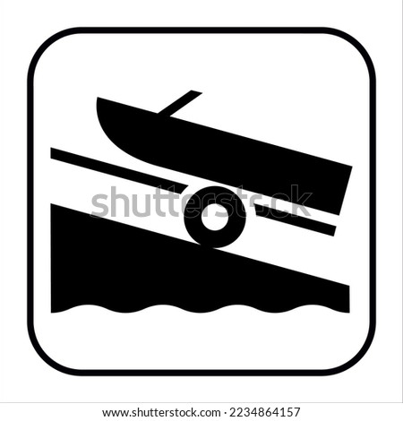 Recreational and Cultural Interest Area Symbol Signs for Water Recreation Boat Ramp.
