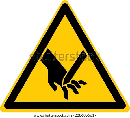 Hazard Warning Signs Caution Danger Cutting of Fingers Angled Blade