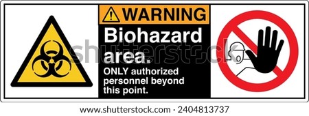 ANSI Z535 Safety Sign Marking Label Symbol Pictogram Standards Warning Biohazard area only authorized personnel beyond this point two symbol with text landscape black 02