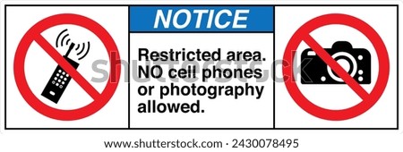 ANSI Z535 Safety Sign Marking Label Two Symbol Pictogram Standards No Cell phones beyond this point with text landscape white