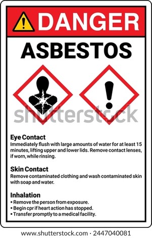 ANSI Z535 DANGER GHS Chemicals Label and Hazard Asbestos Portrait White