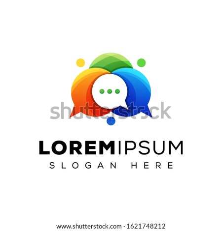 bubble chat comunication logo,  conversation logo, studio comunication logo design vector template