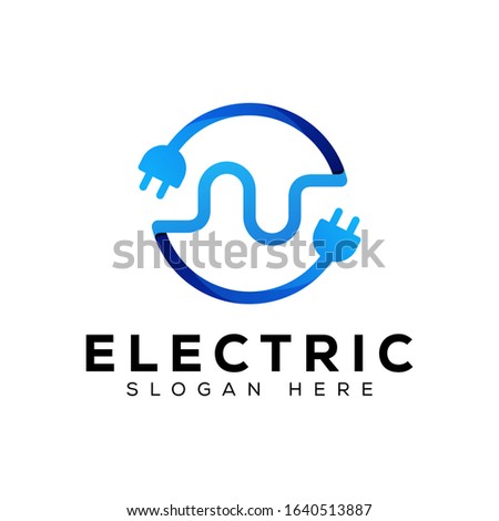 modern electric energy logo, symbol cable Letter E vector template 