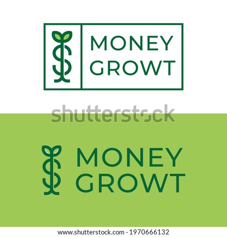 leaf with dollar sprout money growth investment logo design