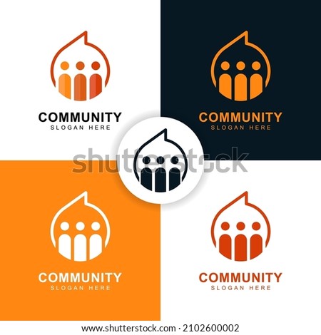 people human group community logo with bubble chat conversation symbol icon for community, business team, social, teamwork, forum