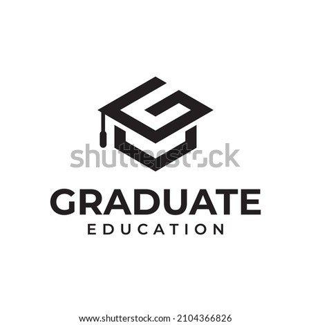 initial letter G  for graduate education logo element with cap symbol icon. Online education logo design template