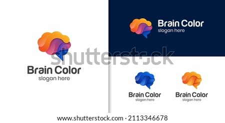 creative brain color logo. genius smart symbol design. abstract brain logo elements