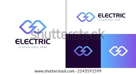 line Infinity Energy electric Logo vector thunderbolt illustration icon design. Power Infinite Energy Logo Design Element 