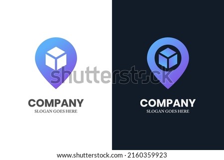 pin delivery location logo design, package sign vector symbol icon design, shop order delivery location pin, tracking box, receive the postal parcel, pick up point icon