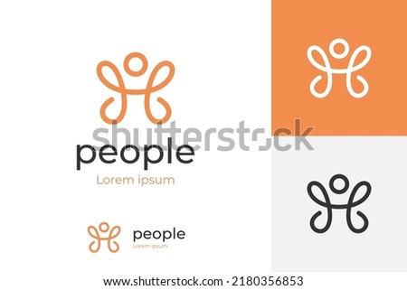 abstract simple line letter h people athlete logo design for gym, sports game, fitness, business, trainer, coach vector icon logo