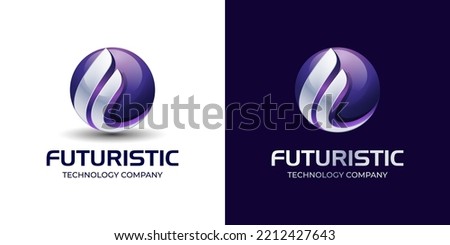 Initial letter F technology logo design. futuristic brand logo with globe shape design concept. Letter F 3d design circle logo template for business and corporate identity
