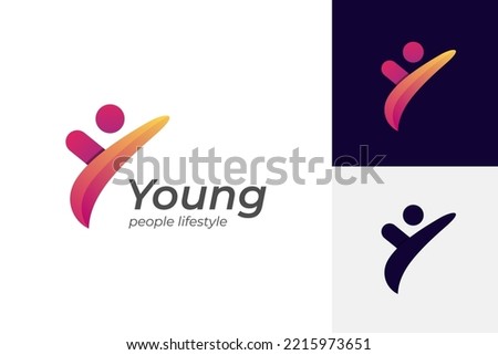 initial letter y people logo design. abstract young people lifestyle with happy logo symbol icon design for healthy life design element