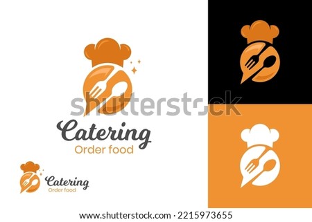 restaurant food chef logo design, vector planet food catering logo template. online order food logo icon symbol