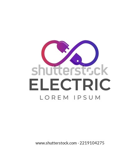 plugin with infinity logo icon design. plug in with cable to connect icon for electric logos