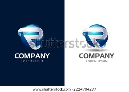 abstract sphere with initial letter R or P 3D logo design gradient style vector element design for your business technology and corporate identity logo