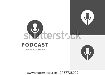 podcast logo icon design with Microphone and pin location or talk icon flat illustration for radio, music, media, multimedia