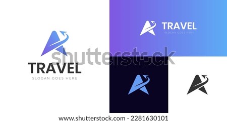 Letter A Air Travel Logo icon Design with plane graphic element, symbol, sign for travel agency logo design