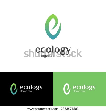 Letter e leaf eco logo icon design with leaf graphic element symbol for ecology, herbal vector logo template