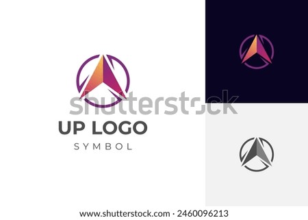 Abstract Arrow business grow up logo icon design with circle area design concept