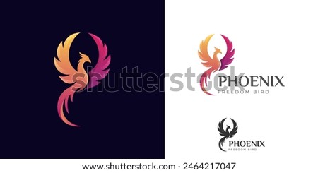 Phoenix gradient logo illustration. awesome phoenix wing logo animal abstract design