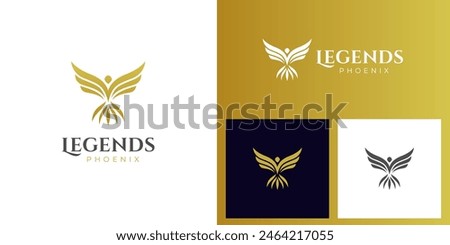 Phoenix creative logo idea logo illustration design. golden Color Phoenix Bird with Spread Wing Logo Design