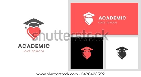 private school education logo icon design with hearth symbol for graduate success and gift symbol vector illustration