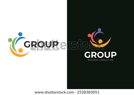 People group with letter c logo design for community, coaching and teamwork vector logo template