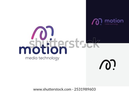 digital media logo icon design with abstract letter m for motion graphic vector logo illustration