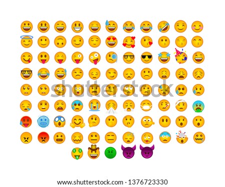 Vector all emojis set. Funny network emoticon set