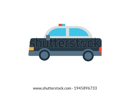 Police car vector flat icon. Isolated oncoming police car emoji illustration