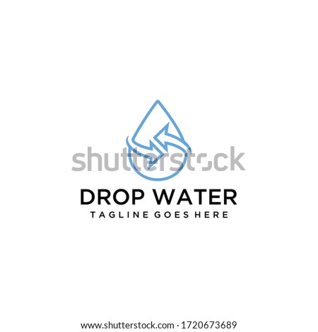 Creative illustration modern drop water with share arrow sign logo design vector template