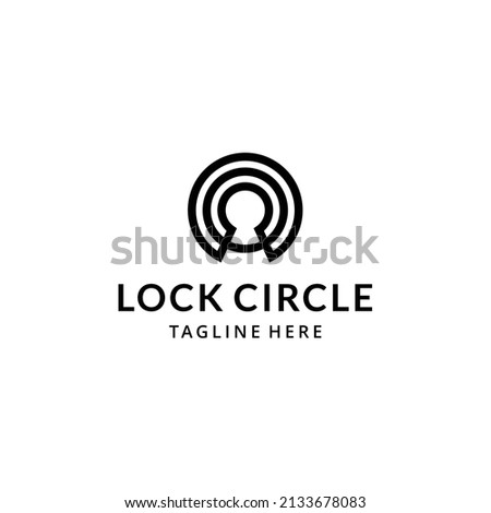Illustration abstract keyhole house system protection logo design