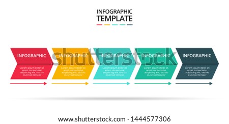 Abstract arrows of graph, diagram with 5 steps, options, parts or processes. Vector business template for presentation.