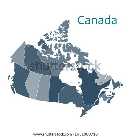 Map of the Canada. Vector image of a global map in the form of regions in Canada. Easy to edit