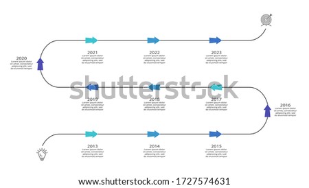 Abstract arrows of graph, diagram with 11 steps, options, parts or processes. Vector business template for presentation.