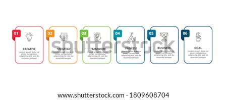 Business data visualization. Process chart. Elements of graph, diagram with 6 steps, options, parts or processes
