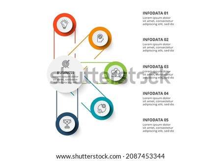 Diagram concept for infographic with 5 steps, options, parts or processes. Business data visualization.