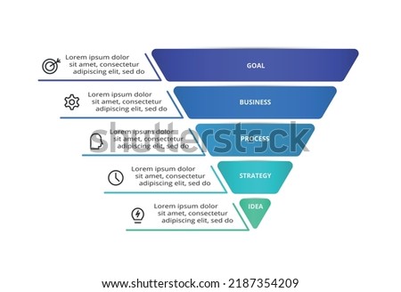 Pyramid with 5 elements, infographic template for web, business, presentations, vector illustration. Business data visualization.